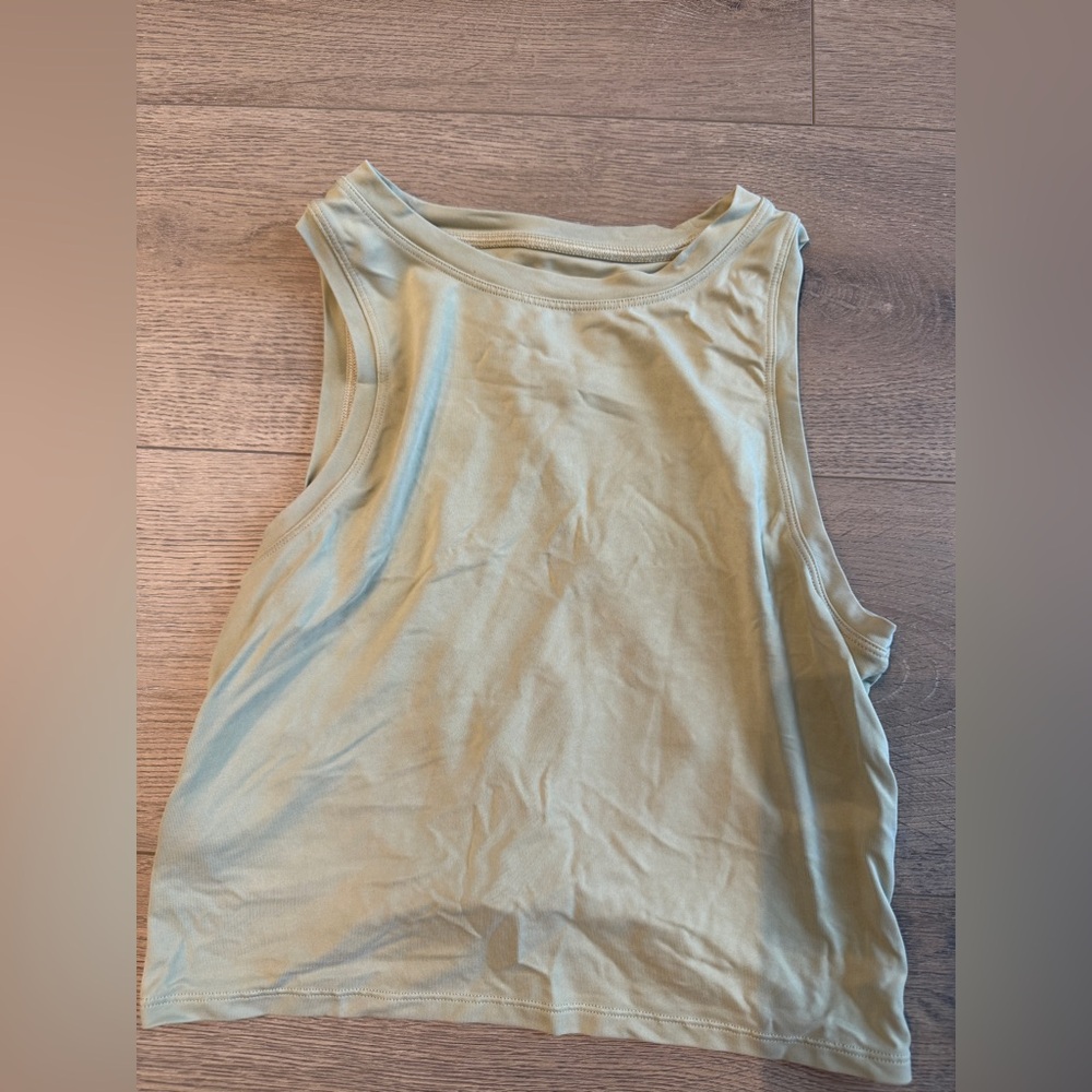 Light green Lululemon open back cropped tank top